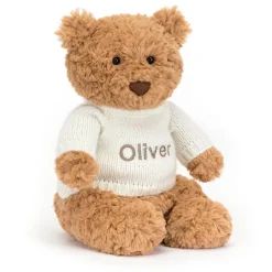 Jellycat Bartholomew Bear with Personalised Cream Jumper< All Soft Toys|Bartholomew Bear & Friends