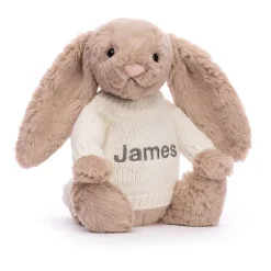 Jellycat Bashful Beige Bunny with Personalised Cream Jumper< All Soft Toys|Bashful Bunnies