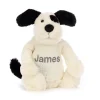 Jellycat Bashful Black & Cream Puppy with Personalised Cream Jumper< All Soft Toys|All Bashfuls