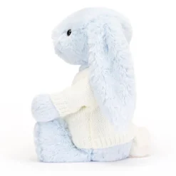 Jellycat Bashful Blue Bunny with Personalised Cream Jumper< All Soft Toys|Bashful Bunnies