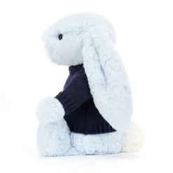 Jellycat Bashful Blue Bunny with Personalised Navy Jumper< All Soft Toys|Bashful Bunnies