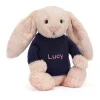 Jellycat Bashful Blush Bunny with Personalised Navy Jumper< All Soft Toys|Bashful Bunnies