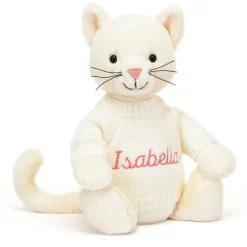 Jellycat Bashful Cream Kitten with Personalised Cream Jumper< All Soft Toys|All Bashfuls