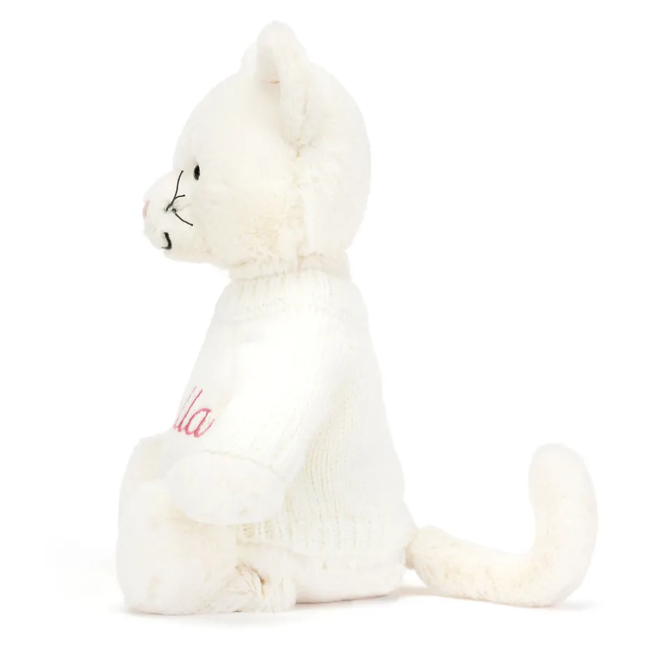 Jellycat Bashful Cream Kitten with Personalised Cream Jumper< All Soft Toys|All Bashfuls