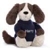 Jellycat Bashful Fudge Puppy with Personalised Navy Jumper< All Soft Toys|All Bashfuls