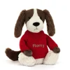 Jellycat Bashful Fudge Puppy with Personalised Red Jumper< All Soft Toys|All Bashfuls