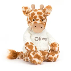 Jellycat Bashful Giraffe with Personalised Cream Jumper< All Soft Toys|All Bashfuls