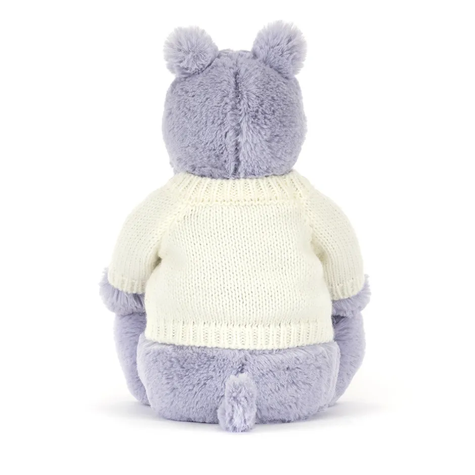 Jellycat Bashful Hippo with Personalised Cream Jumper< All Soft Toys|All Bashfuls