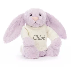 Jellycat Bashful Lilac Bunny with Personalised Cream Jumper< All Soft Toys|Bashful Bunnies