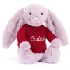 Jellycat Bashful Lilac Bunny with Personalised Red Jumper< All Soft Toys|Bashful Bunnies