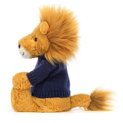 Jellycat Bashful Lion with Personalised Navy Jumper< All Soft Toys|All Bashfuls