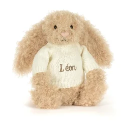 Jellycat Bashful Luxe Bunny Curly with Personalised Cream Jumper< All Soft Toys|Bashful Bunnies