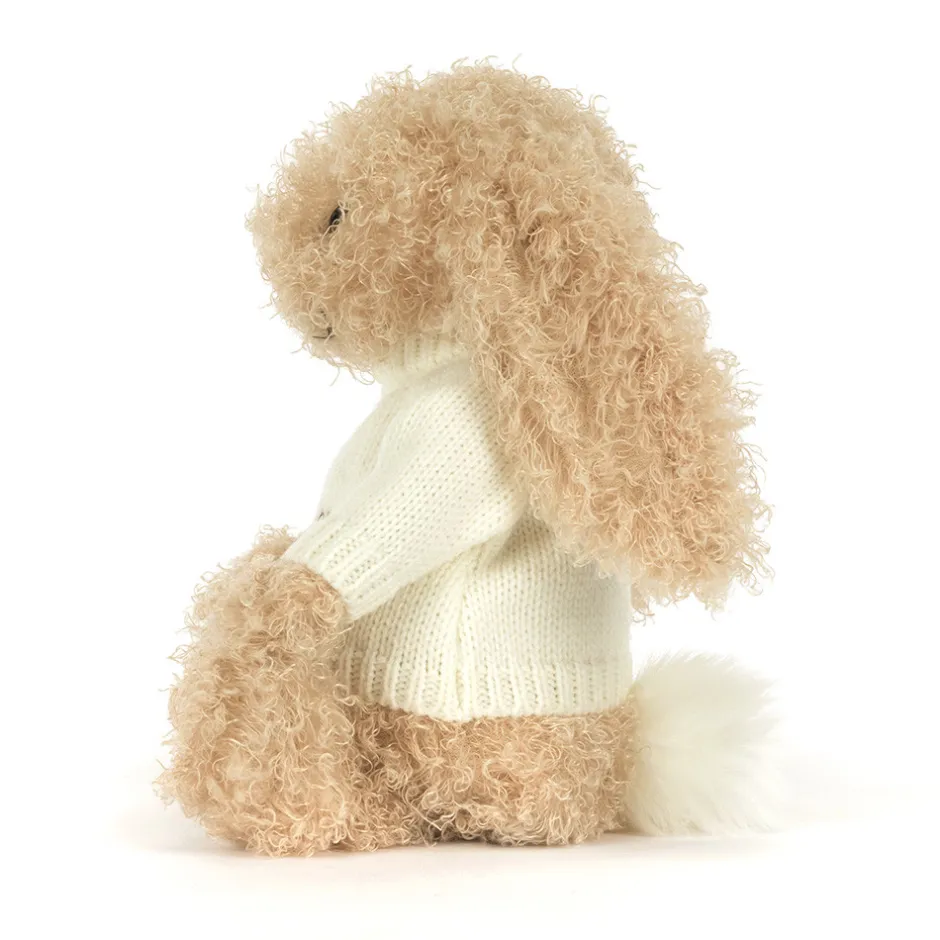 Jellycat Bashful Luxe Bunny Curly with Personalised Cream Jumper< All Soft Toys|Bashful Bunnies