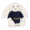 Jellycat Bashful Luxe Bunny Luna with Personalised Navy Jumper< All Soft Toys|Bashful Bunnies