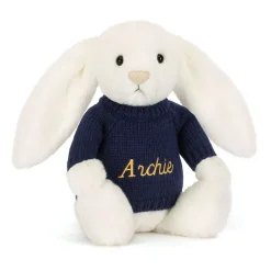 Jellycat Bashful Luxe Bunny Luna with Personalised Navy Jumper< All Soft Toys|Bashful Bunnies
