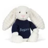 Jellycat Bashful Luxe Bunny Nimbus with Personalised Navy Jumper< All Soft Toys|View All