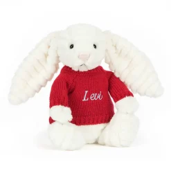 Jellycat Bashful Luxe Bunny Nimbus with Personalised Red Jumper< All Soft Toys|View All