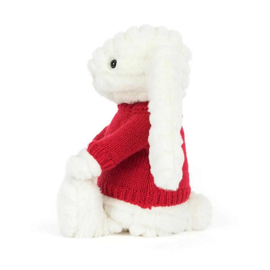 Jellycat Bashful Luxe Bunny Nimbus with Personalised Red Jumper< All Soft Toys|View All