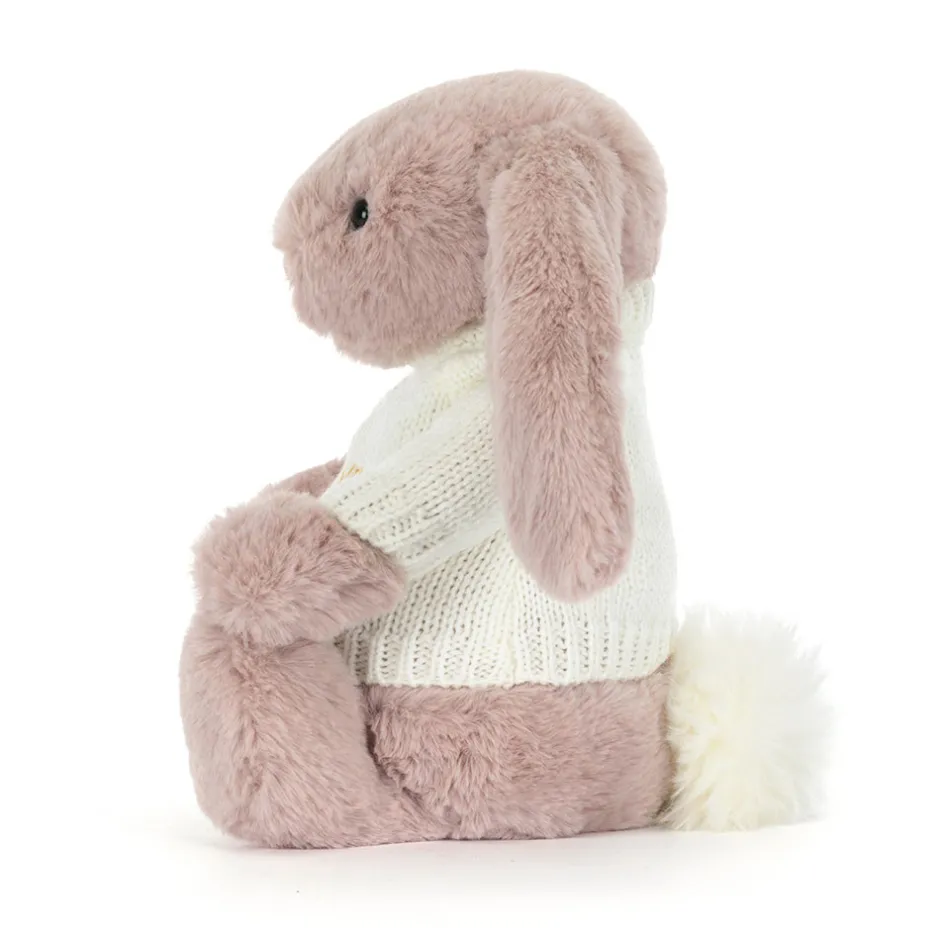 Jellycat Bashful Luxe Bunny Rosa with Personalised Cream Jumper< All Soft Toys|Bashful Bunnies
