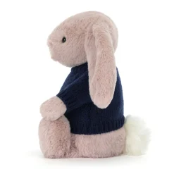 Jellycat Bashful Luxe Bunny Rosa with Personalised Navy Jumper< All Soft Toys|Bashful Bunnies