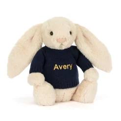 Jellycat Bashful Luxe Bunny Willow with Personalised Navy Jumper< All Soft Toys|Bashful Bunnies