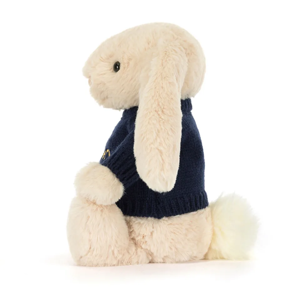 Jellycat Bashful Luxe Bunny Willow with Personalised Navy Jumper< All Soft Toys|Bashful Bunnies