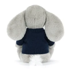 Jellycat Bashful Luxe Elephant Thuddeus with Personalised Navy Jumper< All Soft Toys|All Bashfuls