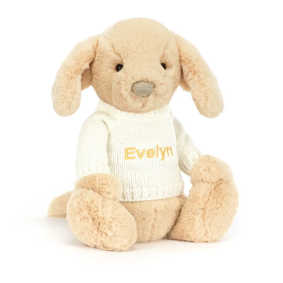 Jellycat Bashful Luxe Puppy Orlando with Personalised Cream Jumper< All Soft Toys|All Bashfuls