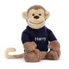 Jellycat Bashful Monkey with Personalised Navy Jumper< All Soft Toys|All Bashfuls