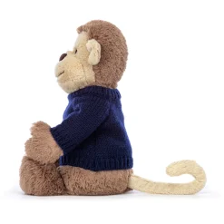 Jellycat Bashful Monkey with Personalised Navy Jumper< All Soft Toys|All Bashfuls