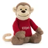 Jellycat Bashful Monkey with Personalised Red Jumper< All Soft Toys|All Bashfuls