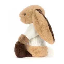 Jellycat Bashful Patchwork Brown Bunny with Personalised Cream Jumper< All Soft Toys|Bashful Bunnies