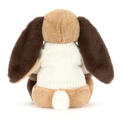 Jellycat Bashful Patchwork Brown Bunny with Personalised Cream Jumper< All Soft Toys|Bashful Bunnies