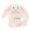 Jellycat Bashful Pink Bunny with Personalised Cream Jumper< Best Sellers|All Soft Toys