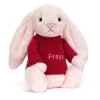 Jellycat Bashful Pink Bunny with Personalised Red Jumper< All Soft Toys|Bashful Bunnies