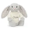 Jellycat Bashful Shimmer Bunny with Personalised Cream Jumper< All Soft Toys|Bashful Bunnies