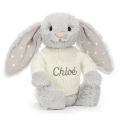 Jellycat Bashful Shimmer Bunny with Personalised Cream Jumper< All Soft Toys|Bashful Bunnies