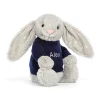 Jellycat Bashful Shimmer Bunny with Personalised Navy Jumper< All Soft Toys|Bashful Bunnies