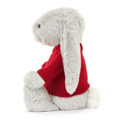 Jellycat Bashful Silver Bunny with Personalised Red Jumper< All Soft Toys|Bashful Bunnies