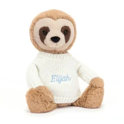 Jellycat Bashful Sloth with Personalised Cream Jumper< All Soft Toys|All Bashfuls