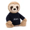 Jellycat Bashful Sloth with Personalised Navy Jumper< All Soft Toys|All Bashfuls