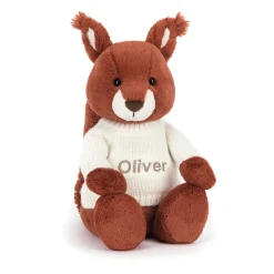 Jellycat Bashful Squirrel with Personalised Cream Jumper< All Soft Toys|All Bashfuls