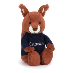 Jellycat Bashful Squirrel with Personalised Navy Jumper< All Soft Toys|All Bashfuls