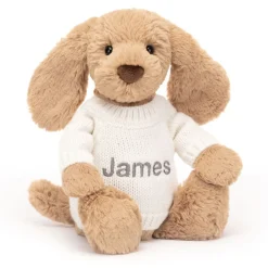 Jellycat Bashful Toffee Puppy with Personalised Cream Jumper< All Soft Toys|All Bashfuls