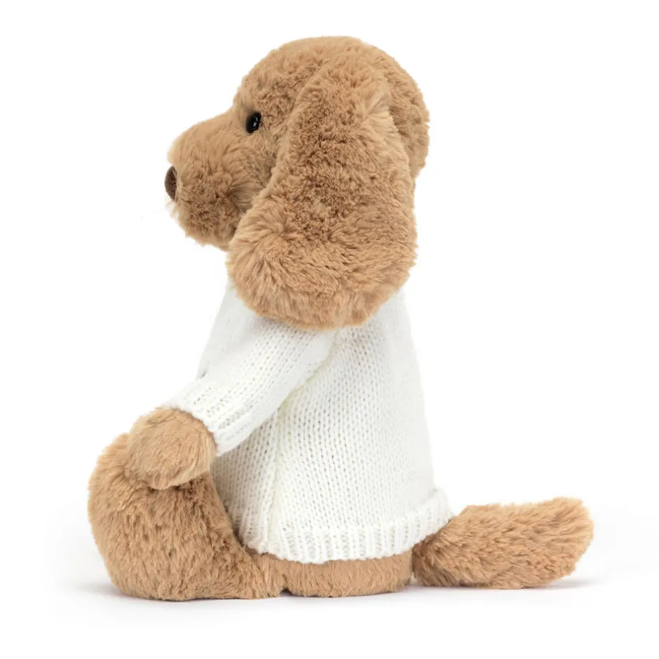 Jellycat Bashful Toffee Puppy with Personalised Cream Jumper< All Soft Toys|All Bashfuls
