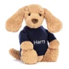 Jellycat Bashful Toffee Puppy with Personalised Navy Jumper< All Soft Toys|All Bashfuls