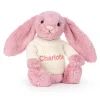 Jellycat Bashful Tulip Pink Bunny with Personalised Cream Jumper< All Soft Toys|Bashful Bunnies