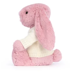 Jellycat Bashful Tulip Pink Bunny with Personalised Cream Jumper< All Soft Toys|Bashful Bunnies