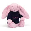 Jellycat Bashful Tulip Pink Bunny with Personalised Navy Jumper< All Soft Toys|Bashful Bunnies