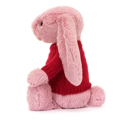 Jellycat Bashful Tulip Pink Bunny with Personalised Red Jumper< All Soft Toys|Bashful Bunnies